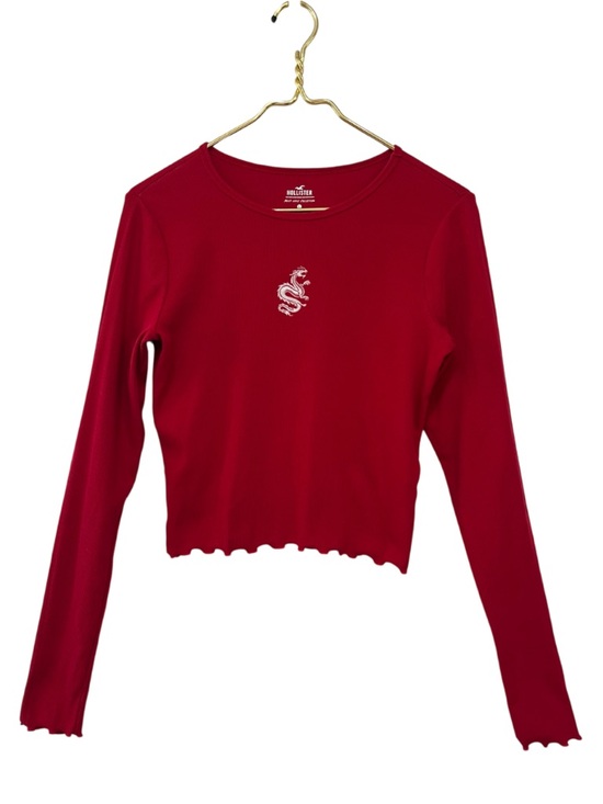 Hollister Tops - Hollister Dragon Embroidered Ribbed Cropped Long Sleeve Top